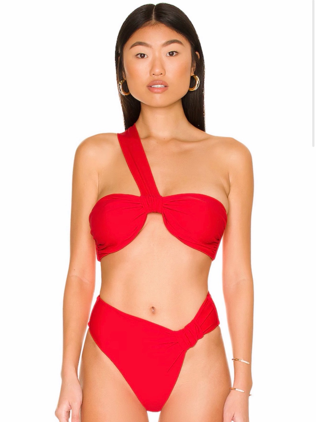 Red One Shoulder Bikini Set | Size M | 75% Off